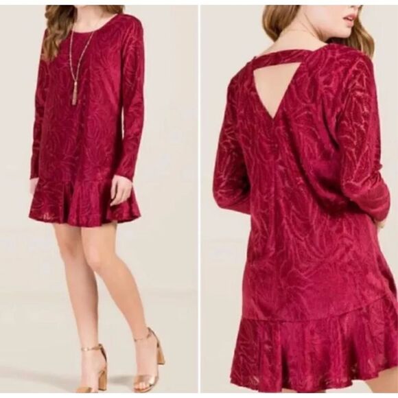 NWT Francesca’s beautiful red velvet dress - Picture 1 of 12